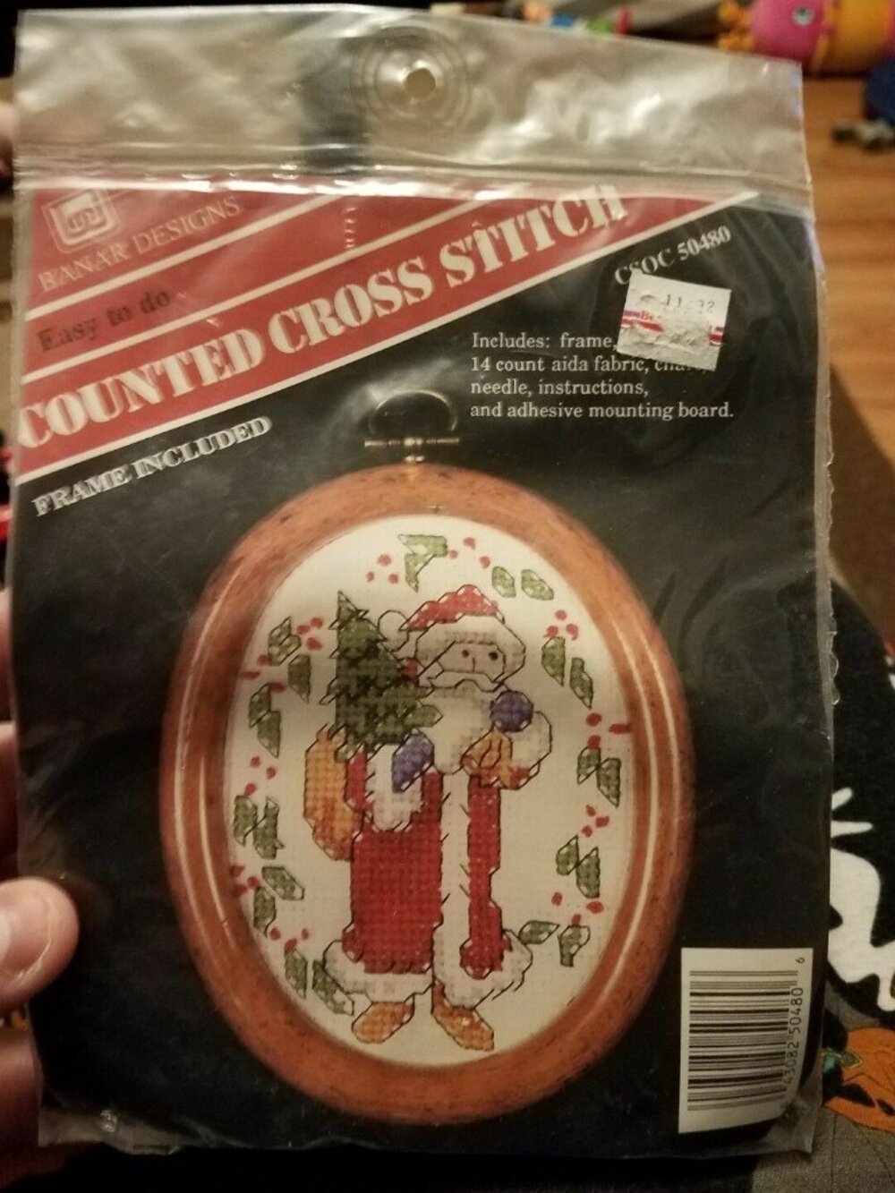 Banar Designs Counted Cross Stitch Santa W/ Frame csoc 50480